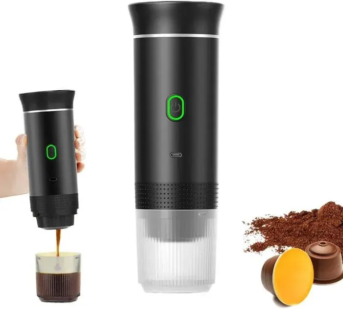 Machine à expresso portable - KCVV - 3 en 1 - Auto-chauffante - Nettoyage facile - Design voiture