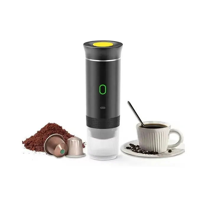 Machine à expresso portable - Noir - Cafetière électrique avec USB-C - 3-en-1 compatible capsules et et café moulu