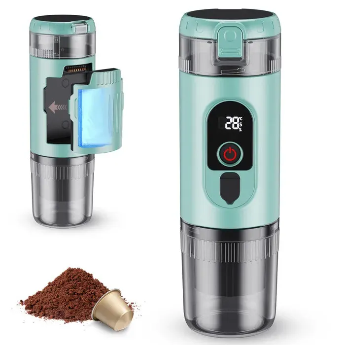Machine à expresso portable pression de 20 bars 2 en 1 café et capsules batterie amovible de 7650 mAh charge rapide USB-C