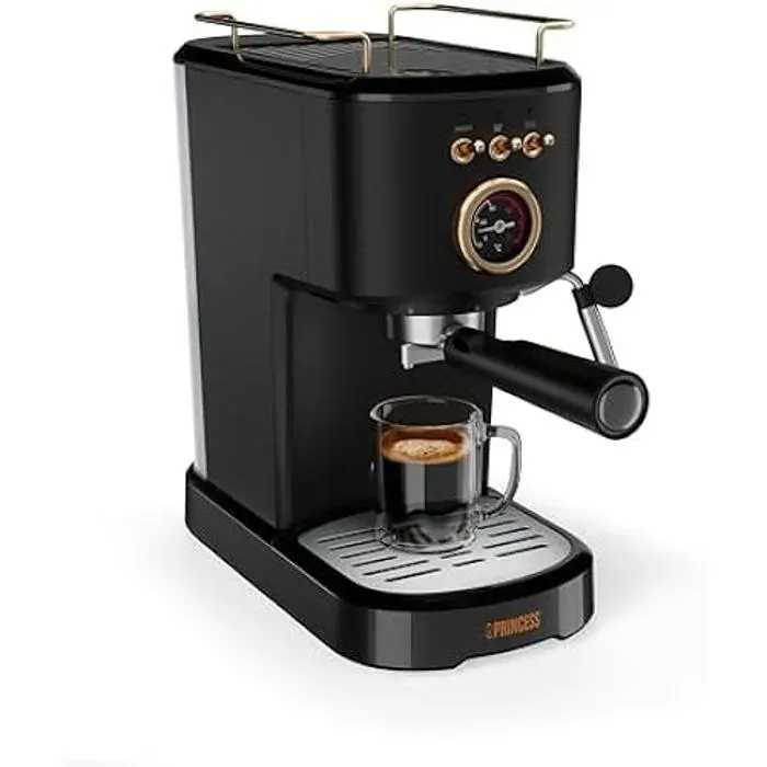 Machine à Expresso - PRINCESS - 1100W - 20 Bars - Réservoir 12L - Compatible Café Moulu et Capsules