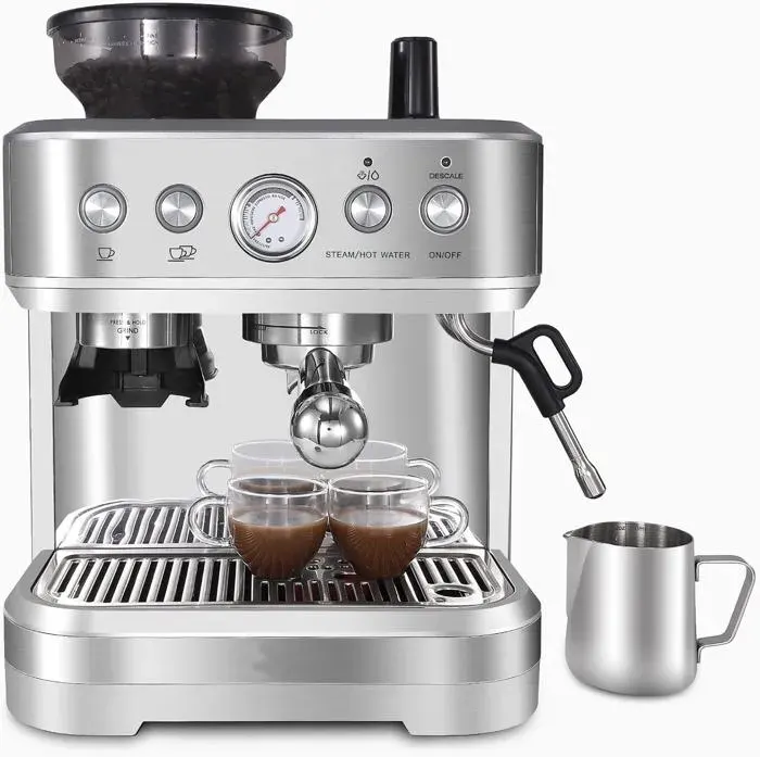 Machine à Expresso Réservoir 2.3 L Power Espresso 15 Bars Machine à Café Avec Broyeur Intégré & Buse de Mousse de Lait