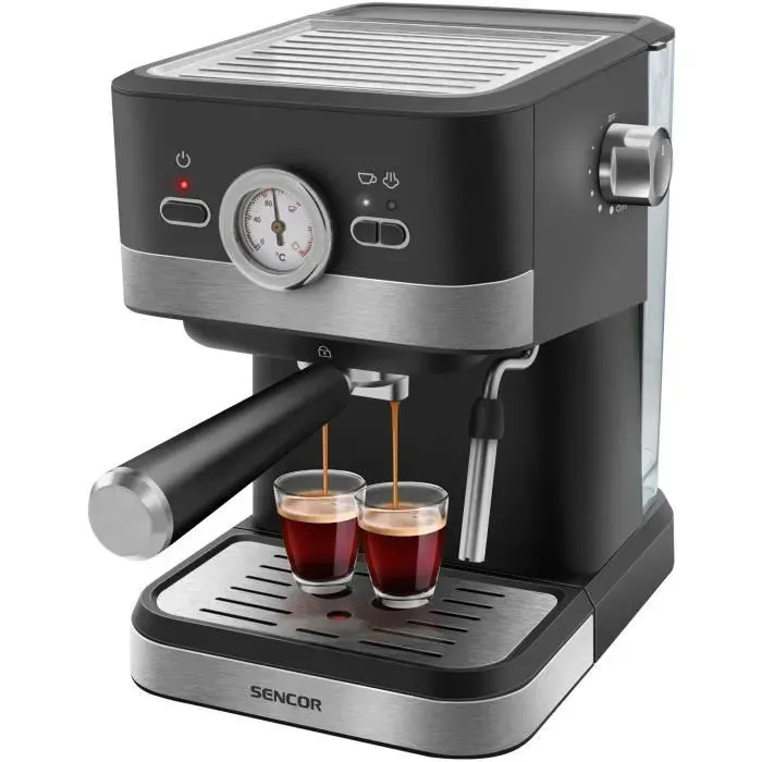 Machine à expresso Sencor SES 1721BK - Café moulu - Buse vapeur cappuccino - 20 bars - Noir