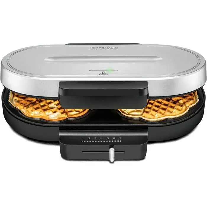 Machine À Gaufres Wa 1250 Pour 2 Gaufres En Forme De Cœur 16 Cm Chacune Diamètre : Revêtement Anti-Adhésif Témoin Lumine[PE705]