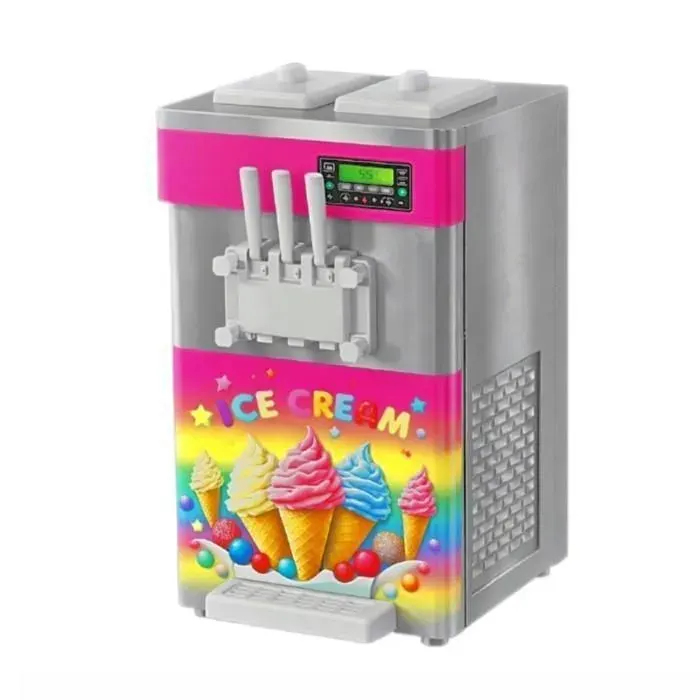 Machine à glace à litalienne - 2 parfums 3 manettes - 18-26 L/h - 2×6 L - Pompe à air