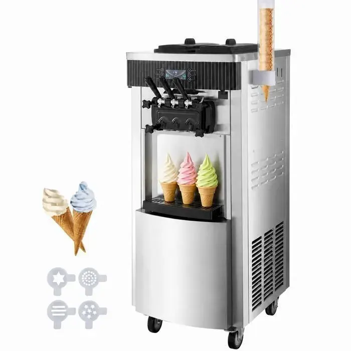 Machine à glace molle professionnelle 2200W – double bac 6L – production 20-28L/h – commerciale