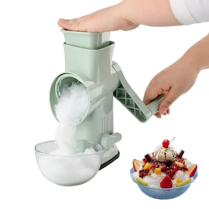 Machine à glace pilée rotative - SONGHUI - Manivelle - Base ventouse - 20 lames inox - Portable vert