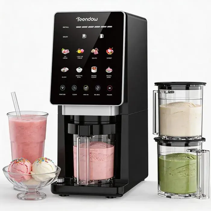Machine à glaces 10-en-1 Teendow 2 modes de brassage Technologie SmoothFlow Desserts glacés faits maison