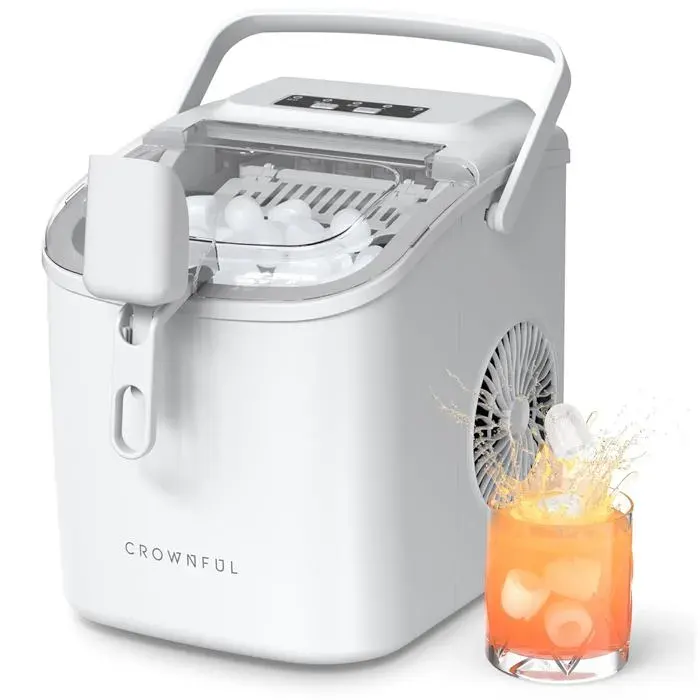 Machine à glaçons 12 kg/24h 9 glaçons en 6 min capteur infrarouge autonettoyage maison/cuisine/bureau/bar/fête (blanc) — coloris Blanche