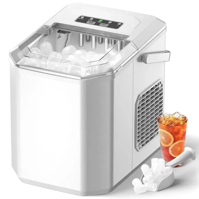 Machine à glaçons 12kg/24h 9 glaçons en 6-8 min autonettoyante portable usage maison cuisine camping