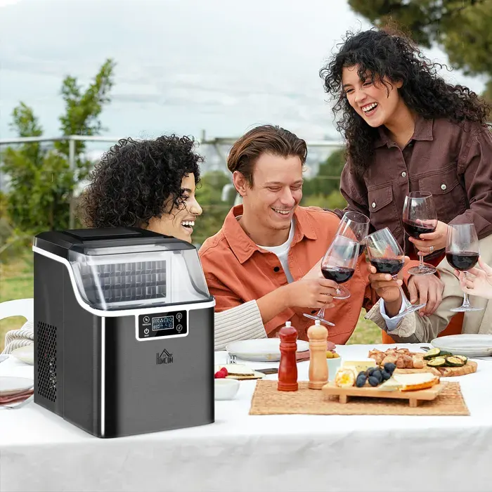 Machine à glaçons 20 kg en 24h 24 glaçons en 14-18 min ice maker avec fonction autonettoyante 252x36x371cm noir