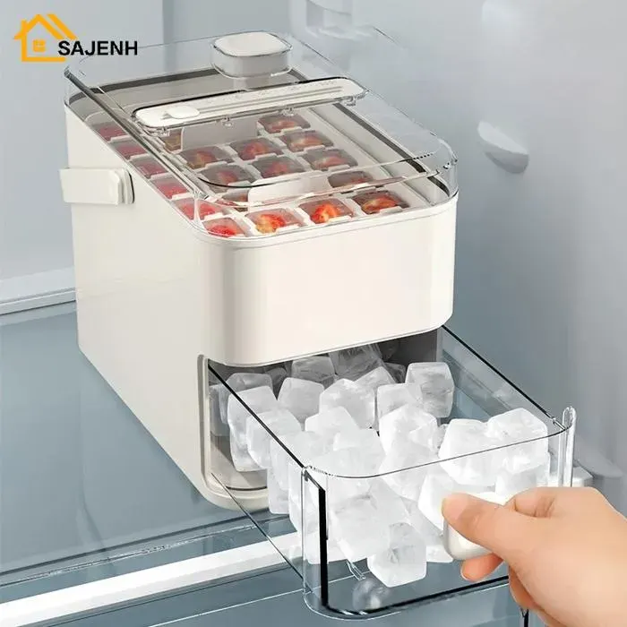 Machine à glaçons 28/56 cubes avec capuchon à pression facile-Double couche conception Portable à pression boîte à glace de[BB36]