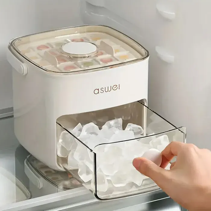 Machine à glaçons 48 cubes avec couvercle facile à presser Double couche friand s glacées et boissons essentielles accesso[BB34]