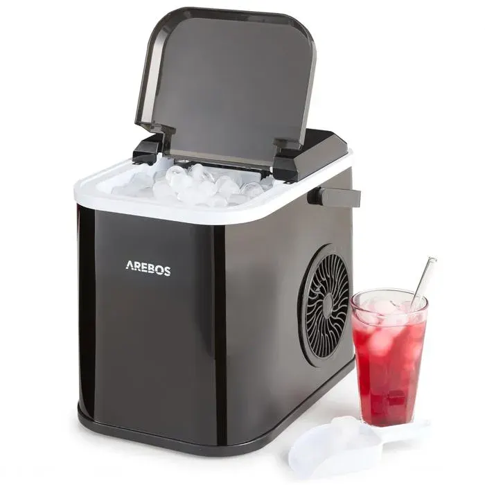 Machine à glaçons - AREBOS - Ice Cube Maker - 12 kg/24 h - Réservoir 11 L - 8 glaçons en 10–15 min