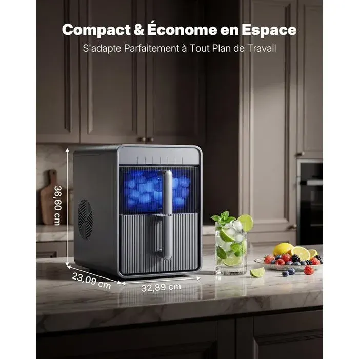 Machine À Glaçons Avec LedÉcran Tactile Numérique Réservoir Et Panier Amovible9 Glacons En 6-8 Min2 Tailles De Glaçons Autonet