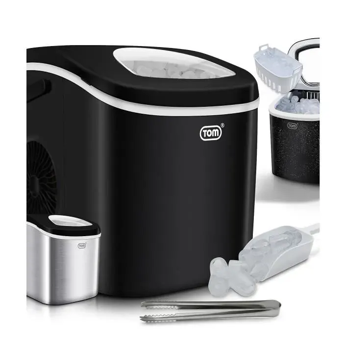 Machine à glaçons - BB LOISIR - TOM - Noir - Taille de cube de glace sélectionnable - 12 kg/24 h - 13L