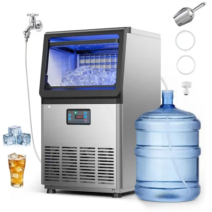 Machine À Glaçons Commerciale 41 Kg/24 H Capacité De Stockage De 6 Kg Pour Restaurant Bar Café Bureau Maison Appareil À Glace Cub