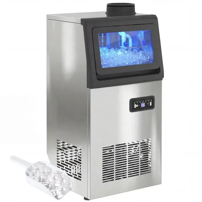 Machine à glaçons commerciale - HOMCOM - 36kg/24h et minuterie - nettoyage automatique - acier inoxydable - 35x335x715cm- argenté