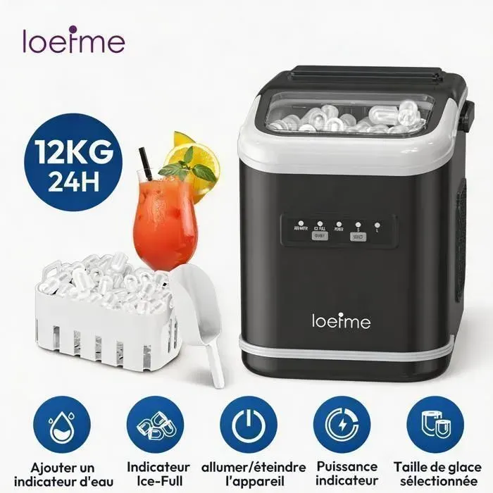 Machine à glaçons comptoir 14L 12kg 24h bullet glace rapide machine 9 Bullet Ice en 6 minutes portable silencieuse cuisine compacte
