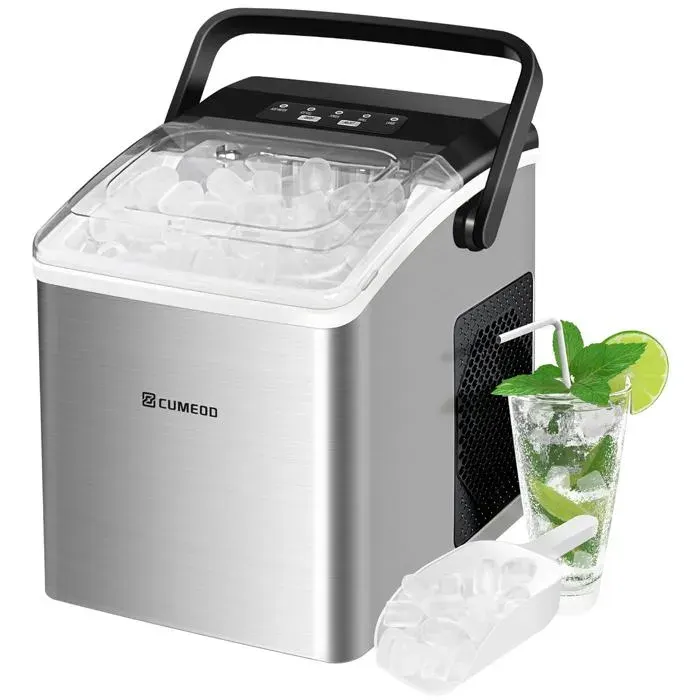 Machine à Glacons - CUMEOD - 12kg/24h - 9 Glacons en 6 Minutes - 2 Tailles - 125W