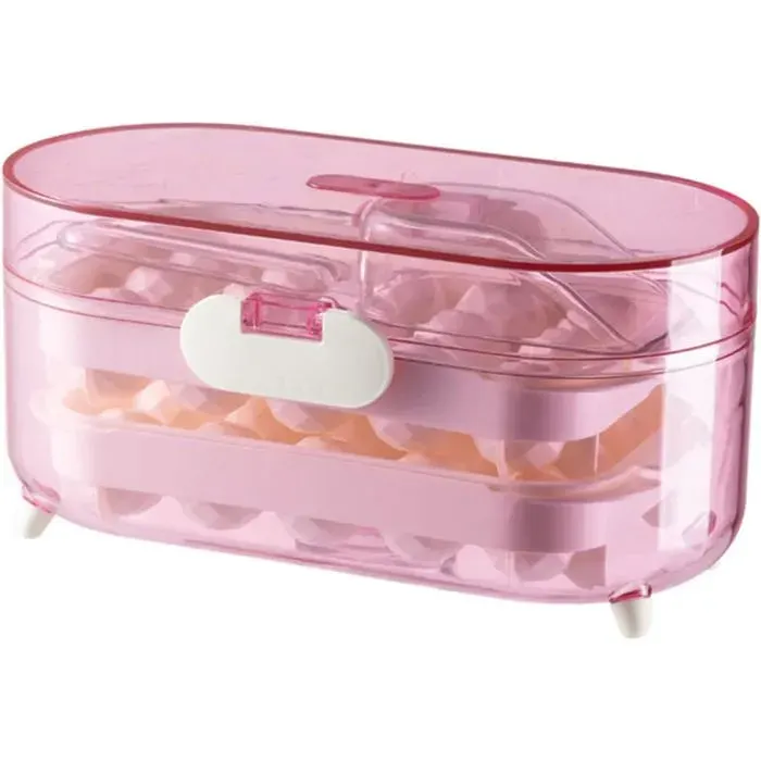 Machine à glaçons double couche en plastique pour la cuisine - Facile à utiliser avec une pelle à glaçons