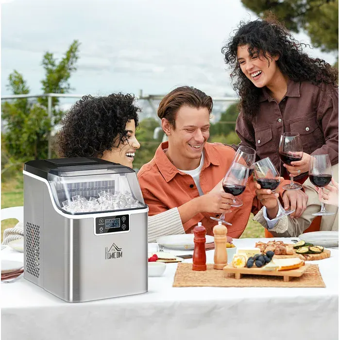 Machine à glaçons électrique EVRYAE 20 kg/24 h 24 glaçons par cycle auto-nettoyage acier gris