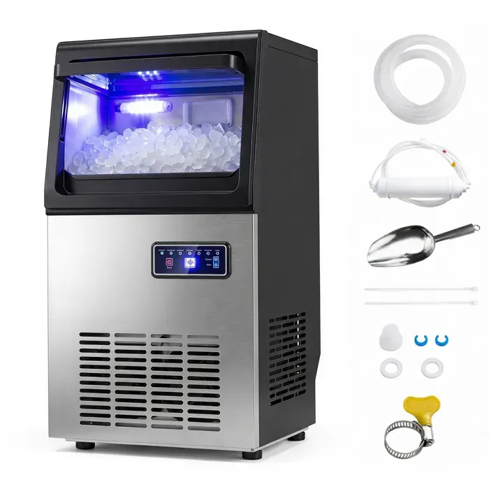 Machine à Glaçons Électrique GIANTEX avec Écran Numérique et Pelle à Glace 41 kg/24 H Fenêtre Transparente Autonettoyage