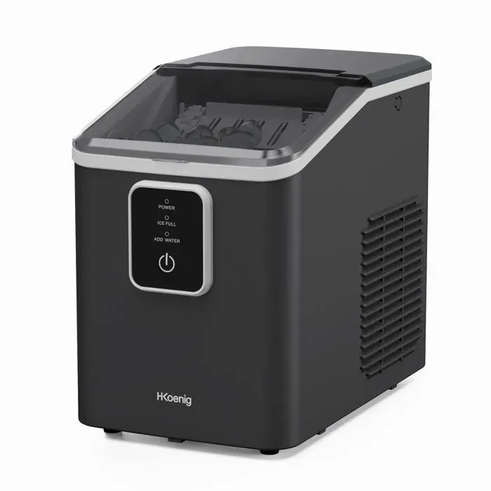 Machine à glaçons HKOENIG - KUB12 - Jusquà 12kg de glaçons par jour - 6 à 13 minutes de production - 120W - Noir