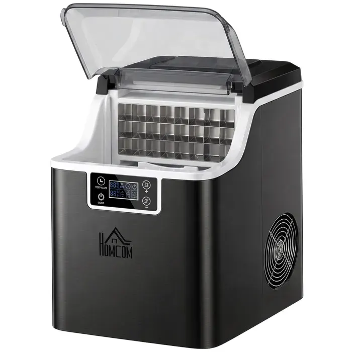 Machine à glaçons - HOMCOM - 20 kg en 24h 24 glaçons en 14-18 min - autonettoyante - acier et plastique - 252x36x371cm - noir