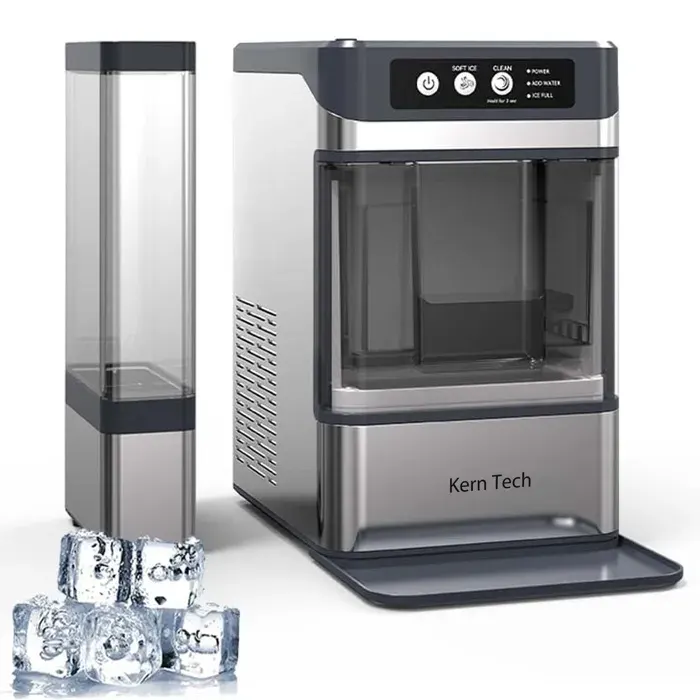 Machine à glaçons - Kern Tech - 30 x 246 x 405 cm 13+3 L 17 kg/jour Acier inoxydable Détection intelligente Nettoyage automatique — coloris Gris