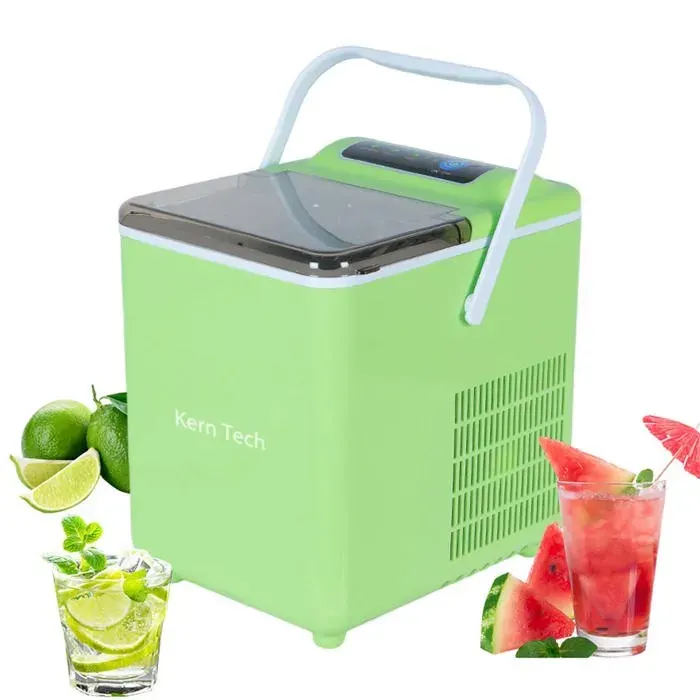 Machine à glaçons - Kern Tech - 31 x 28 x 22 cm 14 L 12-15 kg/jour Acier inoxydable Commandes intelligentes Nettoyage automatique — coloris Vert