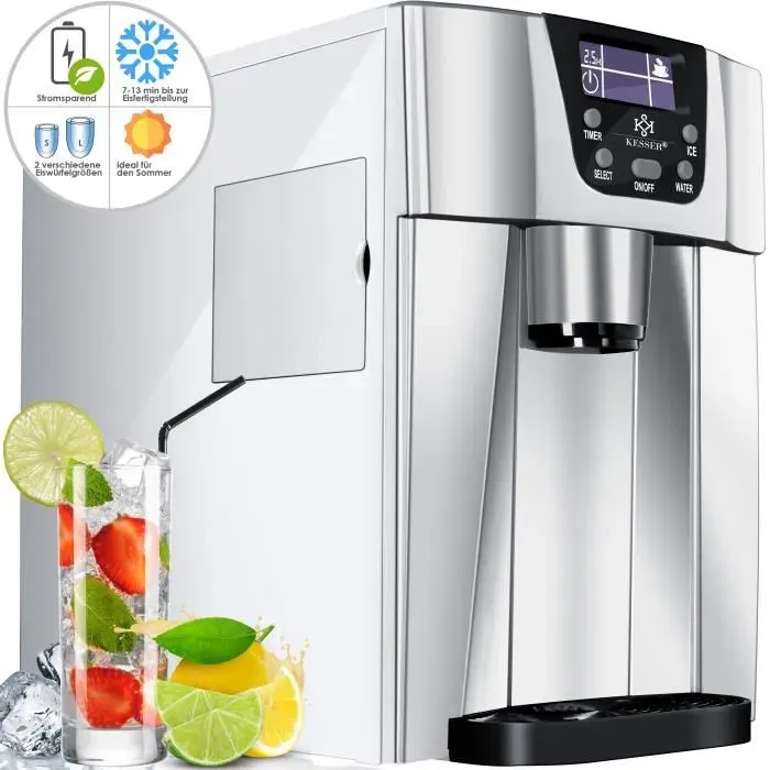 Machine à glaçons - KESSER® - Acier inoxydable - 100 W - 12 kg en 24h - Écran LCD