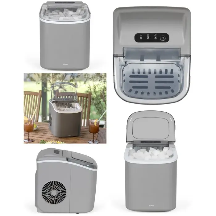 Machine à glaçons - LIVOO - INOX 12kg - 12 kg/j - Réservoir 12 L - Autonettoyante