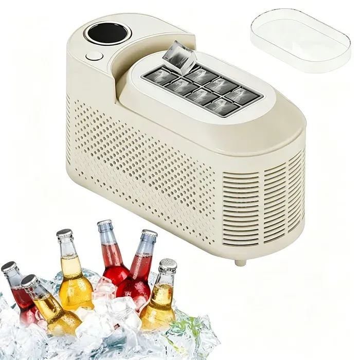 Machine à glaçons portable 120W - 8 glaçons en 10min (creux) / 15min (pleins) - 220V/12V - Fonction autonettoyante et silencieux