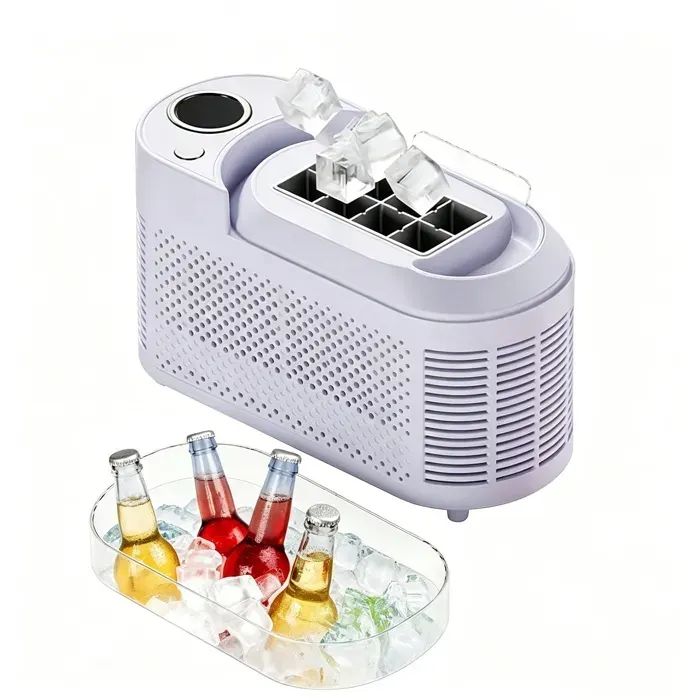 Machine à glaçons portable - 8 Glaçons en 10 Minutes - 120W - Autonettoyante et amovible - Mini machine à glaçons 0.5L - Violet