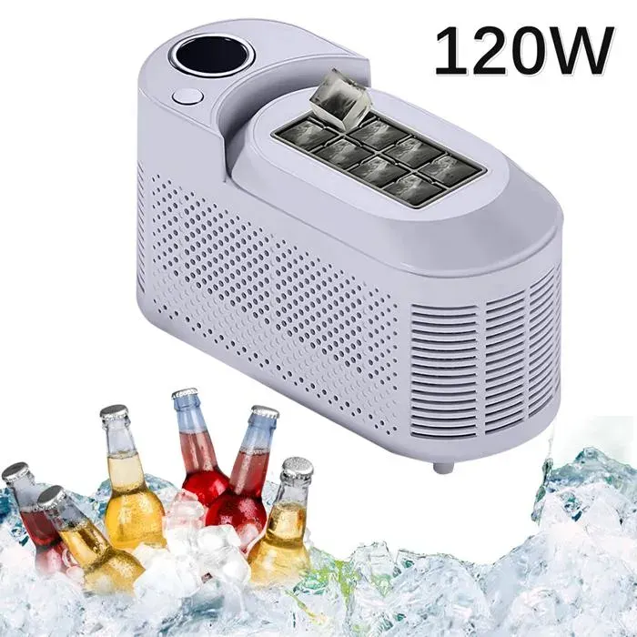 Machine à glaçons portable Mini machine à glaçons pour le camping produit de la glace en 10 minutes silencieuse 120 W violette