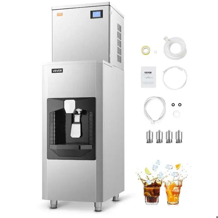 Machine à glaçons professionnelle inox 204 kg jour avec bac 80 kg distribution automatique 9 kg min pour bar café