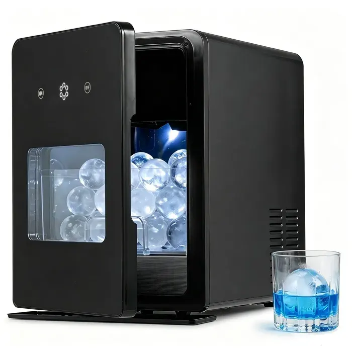 Machine à Glaçons Sphériques 5cm GIANTEX 4 Sphères en 38 Min 16L Éclairage LED et Auto-Nettoyante Silencieux Transparent