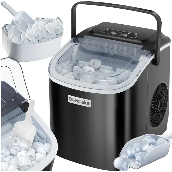 Machine à glaçons - TECTAKE - Machine à glace ARCTIC en acier avec réservoir deau de 12 L avec 2 tailles de glaçons - Noir