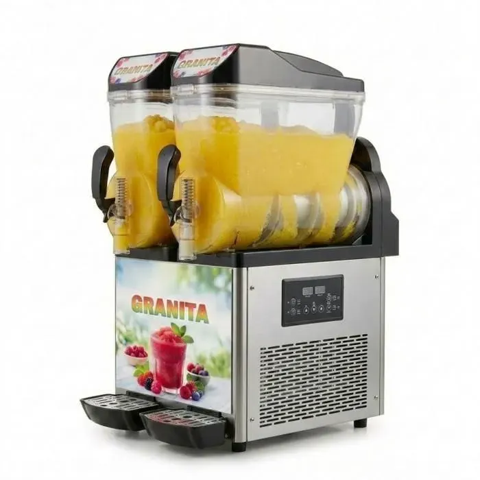 Machine à granita professionnelle - PESAGE MB - 2x15L (30L) - R290 - Commande numérique - Éclairage LED — coloris Gris