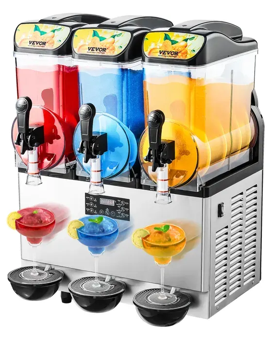 Machine à Granité Commerciale-VEVOR-Triple Cuve 15 L x 3 L-180 Tasses en Acier Inoxydable — coloris Noir
