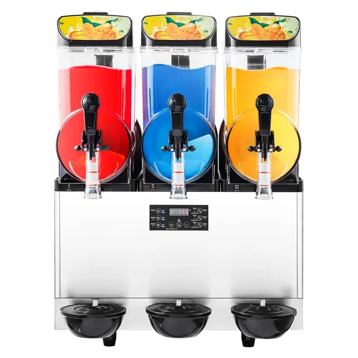 Machine à Granité-Duoku-avec 3 Réservoirs de 15 L-Appareil en Acier Inoxydable pour Boissons Glacées-Idéal pour Granitas — coloris Noir