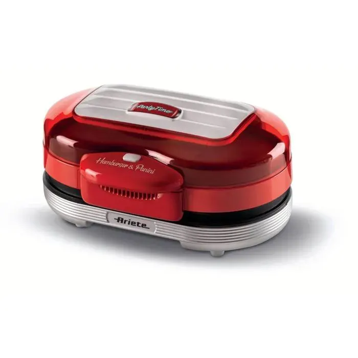 Machine à hamburger - ARIETE - 205 Hamburger Maker Party Time - 1200 W - Plaques antiadhésives - Rouge
