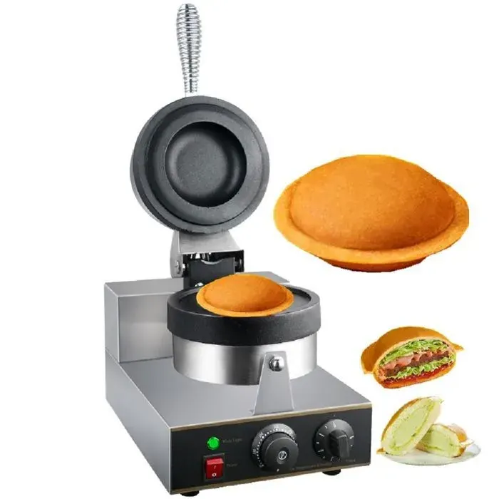 Machine à Hamburger Électrique 1300W 220 V Gaufrier à Remplissage de Crème Glacée Température Réglable de 50 à 300 ℃ Minuterie