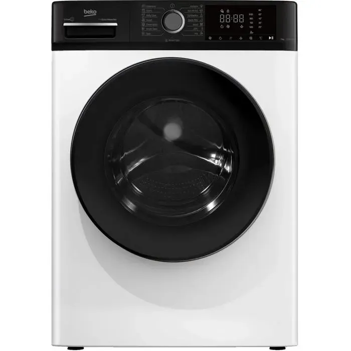 Machine à laver blanche à chargement frontal - BEKO - Essorage 1200 tr/min - Traitement à la vapeur - Départ différé