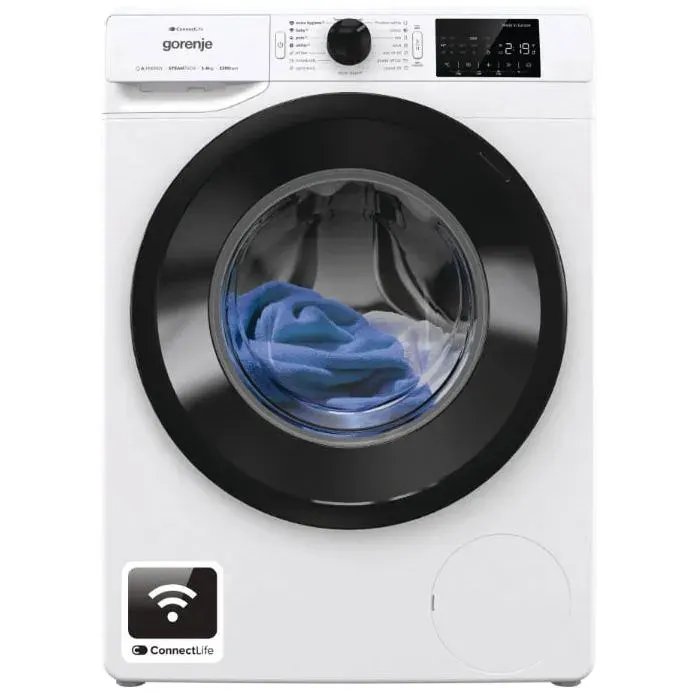 Machine à laver blanche - Gorenje - Wi-Fi - Traitement à la vapeur - Lavage rapide - Départ différé - 1200 tr/min