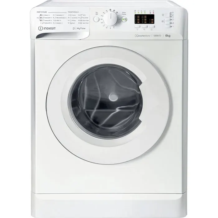 Machine à laver blanche - Indesit - Essorage 1200 tr/min - Départ différé - Lavage rapide - 16 programmes