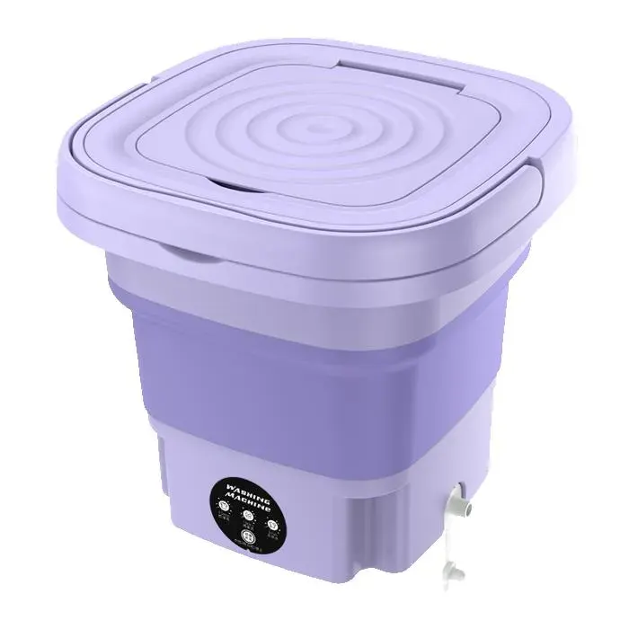 Machine à laver pliable portable 8 L - 10 l avec poignée laveuse et sécheuse combinées 26 x 26 x 27 cm - violet