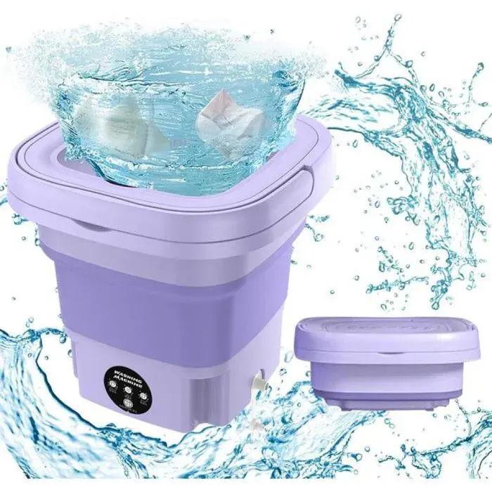Machine à laver portable 11L pliable - Silencieuse - Lumière bleue - Voyage