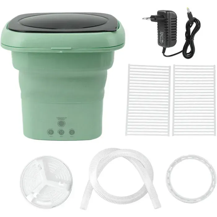 Machine à laver portableMachine à laver pliable Mini seau Portable avec couvercle noir pour camping-car voyage 100 à 240V