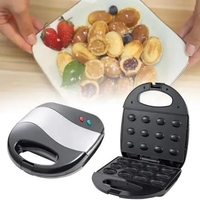 Machine à Noix 750W Machine à Biscuits Antiadhésive Électrique Gaufrier pour Gaufres de Noix Plaques de Cuisson Antiadhésives